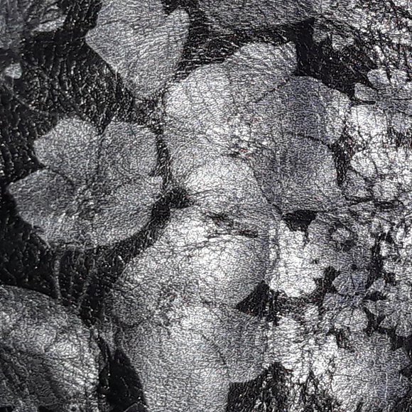 *Bamzi Bag Metallic Silver Flora Printed Black Leather Handbag Midwest - Picture 3 of 8